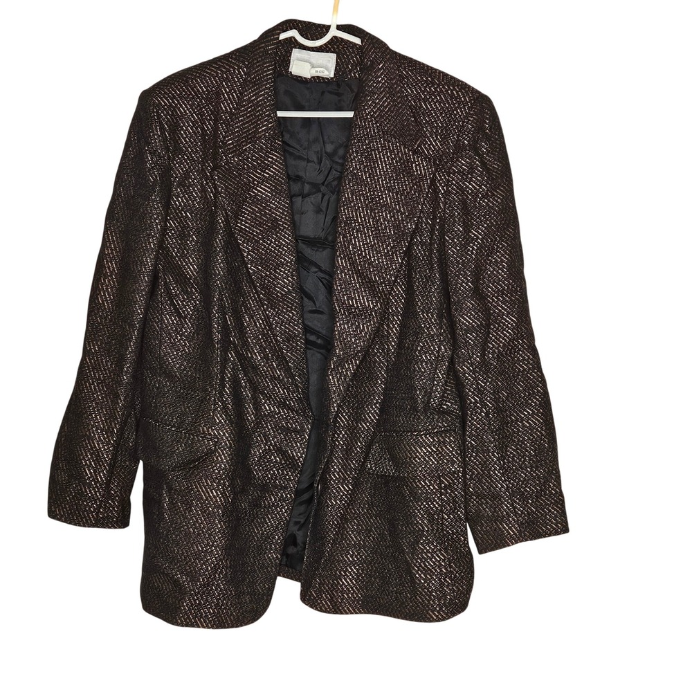 Vtg Michele Womens Blazer Jacket Size‎ 16 Metallic Brown Black Business Casual